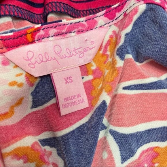 Lilly Pulitzer Floral Lucia Halter Dress in Bright Navy Women Size XS - Picture 7 of 9